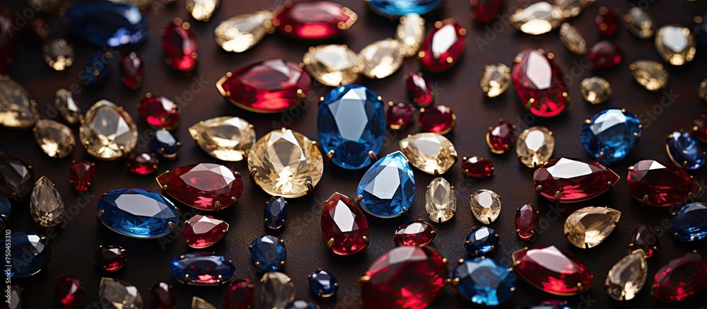 Elegant Collection of Red, Blue, and White Diamond Gems for Exquisite Jewelry Design