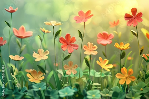 Paper clip flowers, spring background 