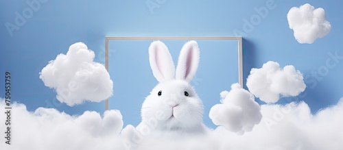 Enchanting White Rabbit in Dreamy Clouds Surrounded by a Mystical Frame © HN Works