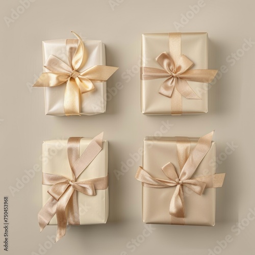 Colorful gift boxes with festive bows and ribbons, perfect for holiday celebrations and special occasions