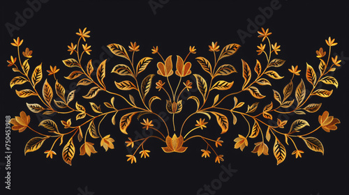 Traditional mughal artwork embroidery design leafs lea