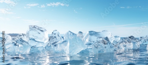 Mesmerizing Ice Formation on Calm Water Surface Captured in a Serene Moment of Tranquility