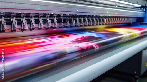 A printing machine with a colorful image