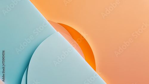 Abstract background with curved paper layers in orange, blue and yellow colors