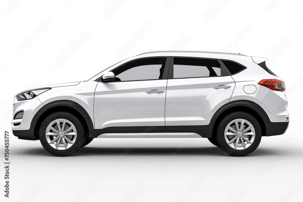 A white SUV parked on a clean white surface. Suitable for automotive concepts