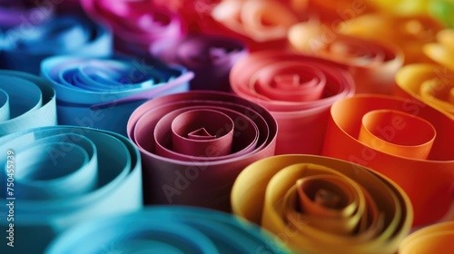 Close up of a bunch of rolled up paper. Perfect for office or education concepts