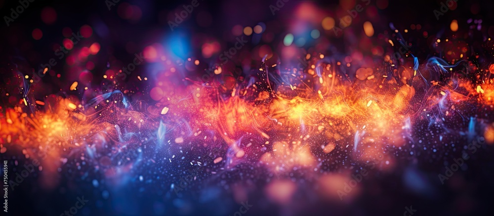 Vibrant Colorful Abstract Background with Dynamic Bokeh Lights and Sparkling Firestorm Texture