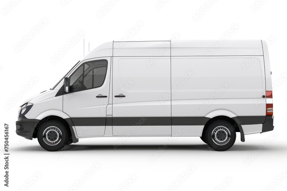 white cargo van on a white background 