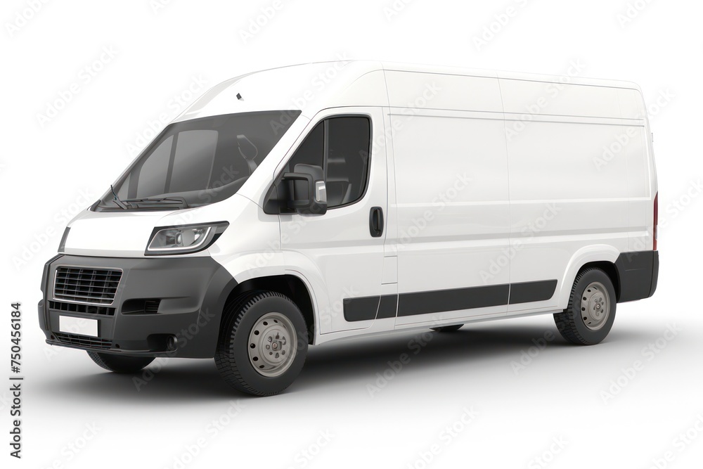 white cargo van on a white background 