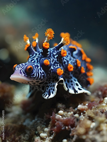Colorful Nudibranchs Showcasing Undersea Diversity. Generative AI © Saksenengmu