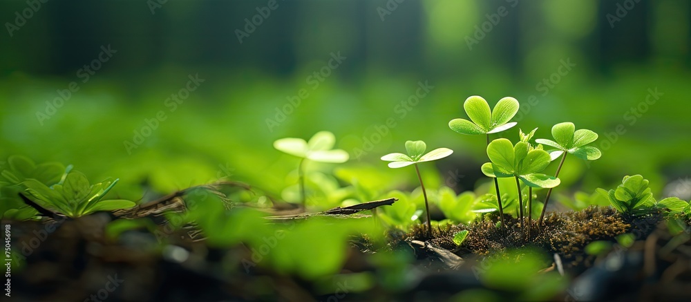 A Lone Sapling Thriving Amidst the Majestic Wilderness of the Forest A Lone Sapling Thriving Amidst the Majestic Wilderness of the Forest