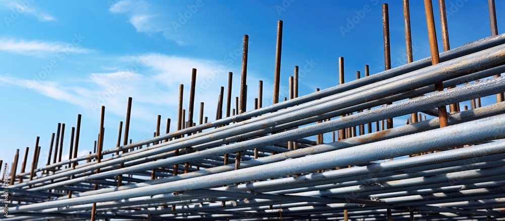 Obraz premium Assorted pile of pipes, industrial background, diversity of metal tubes and connectors