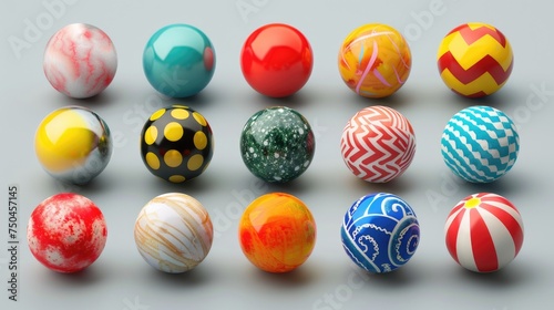 Various colored balls displayed on a table, perfect for sports or games concept