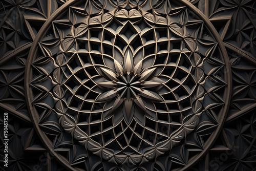 Detailed 3d rendering of a mandala with elegant floral design elements