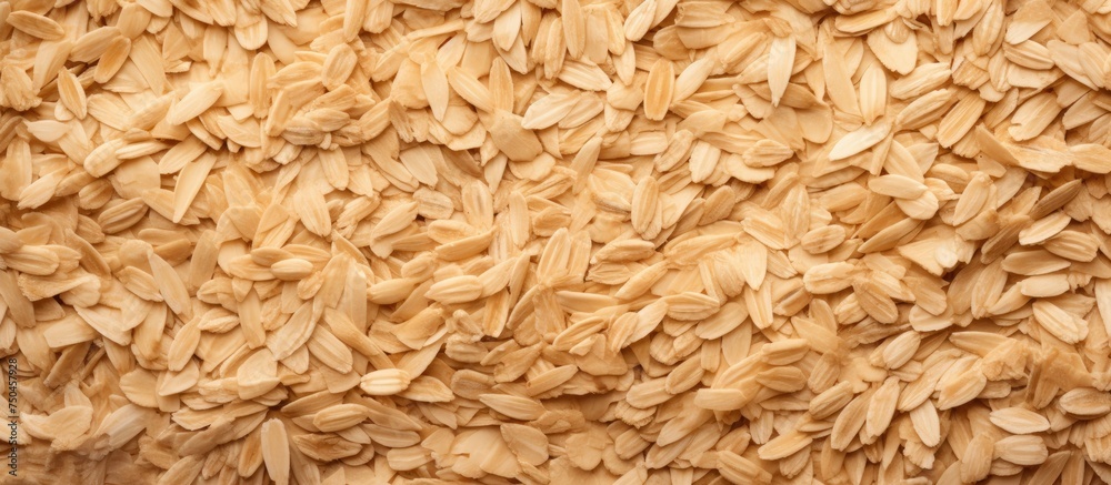 Close-up of Nutritious Oat Flakes Piled on a Clean White Background for Healthy Eating Concept Close-up of Nutritious Oat Flakes Piled on a Clean White Background for Healthy Eating Concept