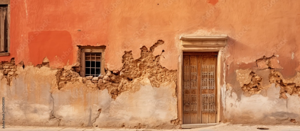Time-Worn Red Wall in a Charming Moroccan Village Amidst Timeless Architecture