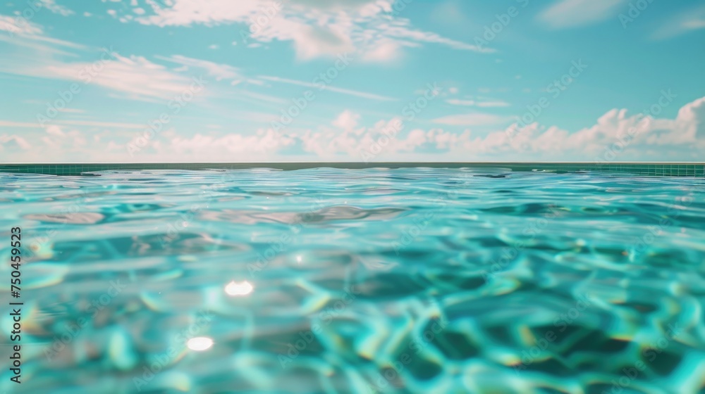 Obraz premium A serene view of the ocean from the water's edge, ideal for travel brochures or relaxation concepts