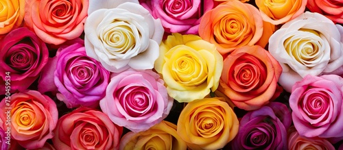 Vibrant Blooms: Diverse Multicolored Roses Showcase Beauty of Nature's Palette
