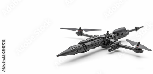 3D illustration of a flying military quadcopter with two passengers. A futuristic military aircraft.