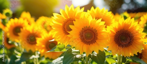 Vivid Sunflowers Bask in the Glorious Sunshine of a Lush Garden