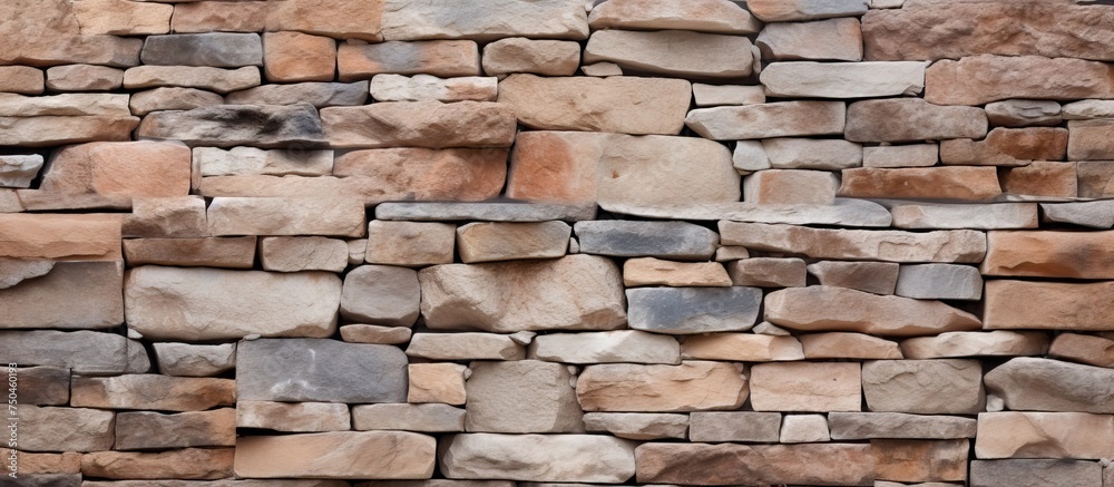 Obraz premium Rustic Stone Wall Texture - Natural Rock Surface Background in Earthy Colors