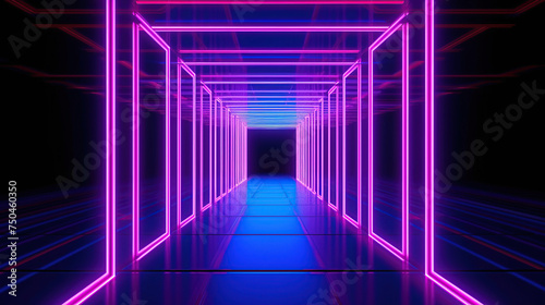 glowing lines, tunnel, neon lights