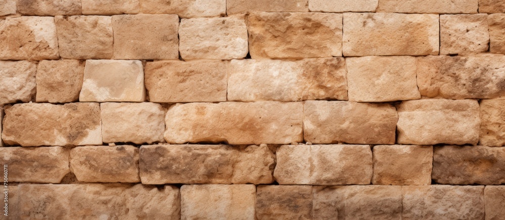 Serene Beige Stone Wall Background with Elegant Stone Blocks - Texture and Interior Design Concept
