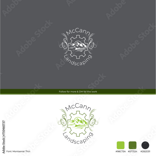 McCann Landscaping, carpenter, wooder, illustration of a background, greens with vector file photo