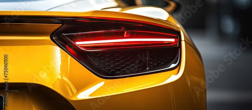 Vibrant Yellow Sports Car Taillight Close-up in Detailed Automotive Inspection © HN Works