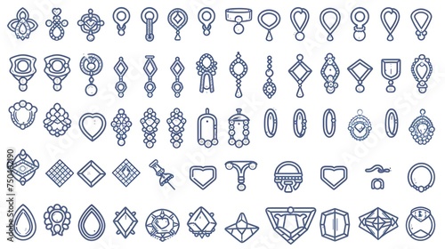 Jewelry line icon set. Included icons as gems, gemstones, jewel, accessories, ring and more.  photo