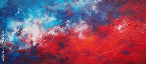 Vibrant Impressionist Artwork with Rich Red and Blue Colors Exploring Texture and Movement