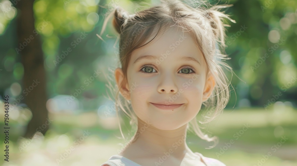 A smiling little girl poses for a picture. Ideal for family and childhood themes A smiling little girl poses for a picture. Ideal for family and childhood themes