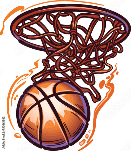 vector illustration of the basketball ball with flames