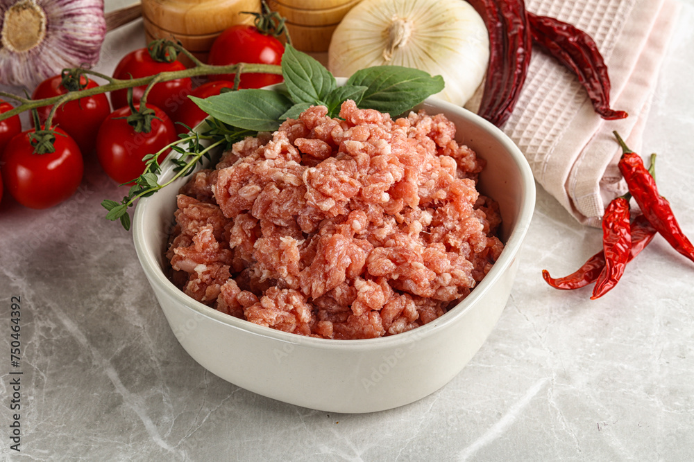 Raw minced pork uncooked meat Raw minced pork uncooked meat