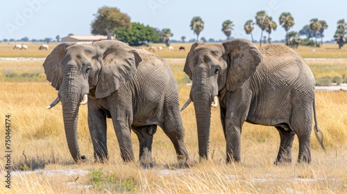 Elephants roam freely in the Kenyan savannah, showcasing their majestic presence amidst the wild beauty of nature