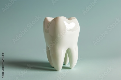 white ceramic tooth isolated on a light blue background