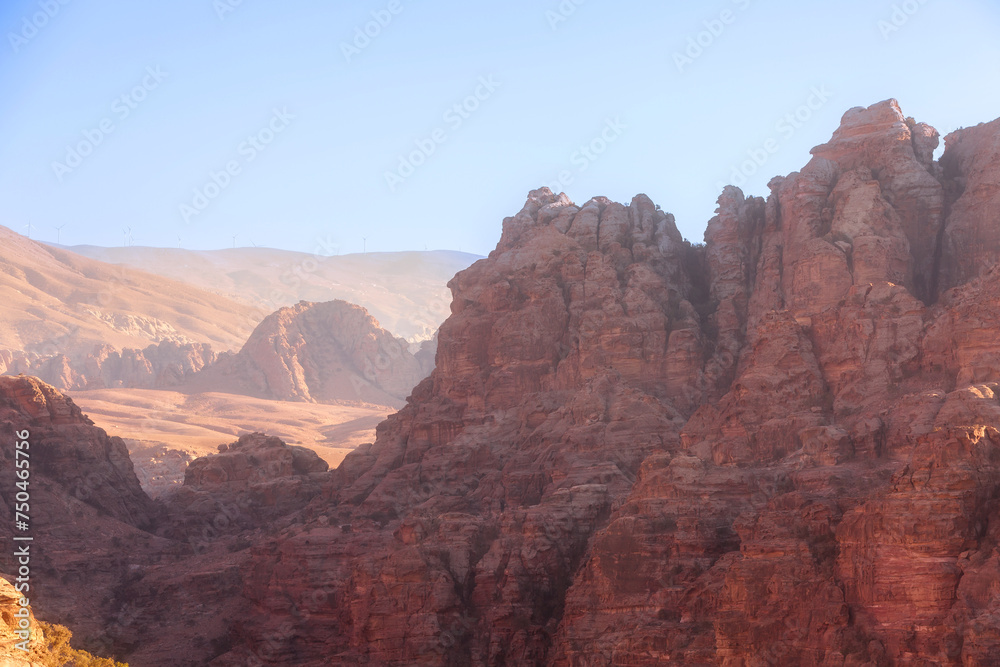 The Siq red rocks, canyon of Petra, Jordan