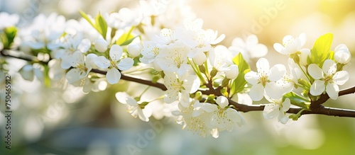 Delicate White Blossom Tree in a Sunlit Garden Close-Up Shot with Shallow Depth of Field © HN Works