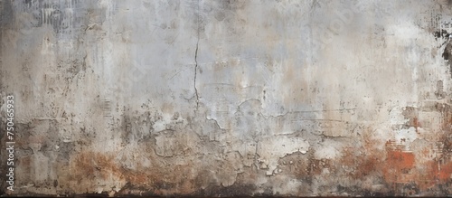 Weathered Cement Wall with Artistic Brown and White Paint Streaks  Urban Grunge Texture Background