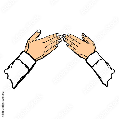 shaking hands without touching apologize physically and mentally in Islam vector illustration