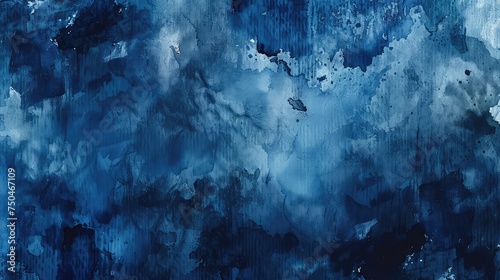 Abstract Dark Blue Watercolor Background with Artistic Spots