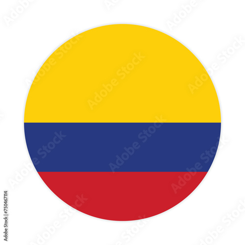 Flat Illustration of Colombia national flag. Colombia circle flag. Round of Colombia flag. 