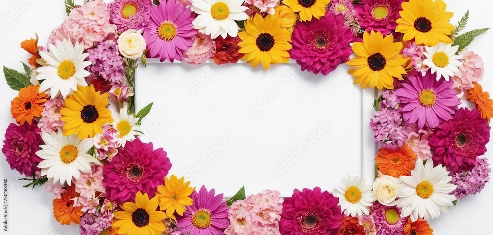 frame of colorful flowers frame of colorful flowers