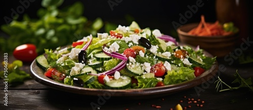 Vibrant House Salad Bursting with Fresh Vegetables and Flavorful Feta Cheese