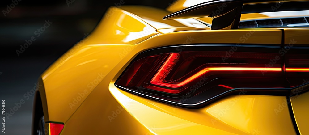 Sleek Rear View of Vibrant Yellow Sports Car Exhibiting Clean Design