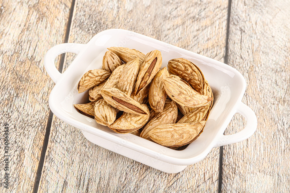 Shelled dry almond nut heap Shelled dry almond nut heap