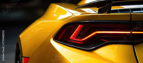 Sleek Rear View of Vibrant Yellow Sports Car Exhibiting Clean Design © HN Works