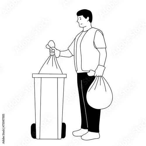 Man throwing out trash, vector