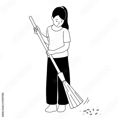 women are sweeping, vector
