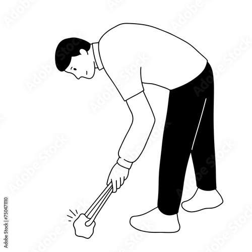 Men are sweeping, vector
